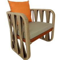 Poltrona Tiffany De Alumínio e Corda Náutica Para Sala e Área Externa