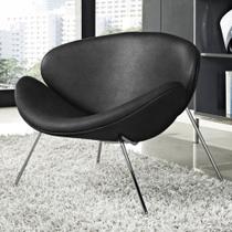 Poltrona Trevo Couro Natural Preto Base Cromada Poltrona Trevo Couro Natural Preto Base Cromada
