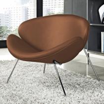 Poltrona Trevo material sintético Marrom Base Cromada