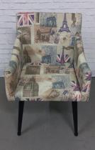 Poltrona Vega de Laca Preta com Estampa Poltrona Vega de Laca Preta com Estampa