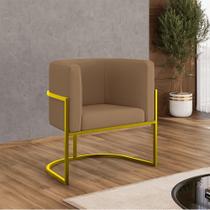 Poltrona Veludo Decorativa Lua Recepção Base de Ferro Gold