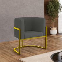 Poltrona Veludo Decorativa Lua Recepção Base de Ferro Gold