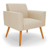 Poltrona Viena Gomada Suede Pés Palito Castanho - D'rossi Cor Bege Poltrona Viena Gomada Suede Pés Palito Castanho - D'rossi Cor Bege