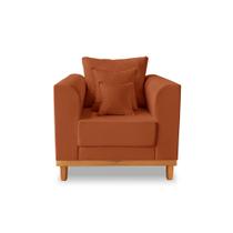 Poltrona Vintage Viena Para Sala de Estar Suede Terracota - Madeira Prima Deccor