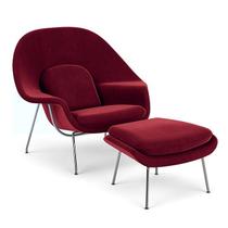 Poltrona Womb Chair com Puff em Veludo Poltrona Womb Chair com Puff em Veludo