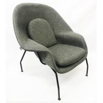 Poltrona Womb Chair linho grafite base preta - Poltronas do Sul