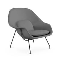 Poltrona Womb Chair sem Puff Base Preta Sintético Cinza Poltrona Womb Chair sem Puff Base Preta Sintético Cinza