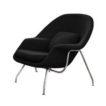 Poltrona Womb Chair sem Puff Cromada Linho Preto