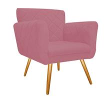 Poltronas Cadeira Decorativa Cloe Pé Palito Para Sala de Estar Recepção Escritório Suede Rose - Damaffê Móveis