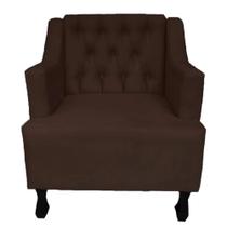 Poltronas Decorativa Pés Luis XV Gênises Encosto Estilo Capitonê Suede Marrom - DS Estofados