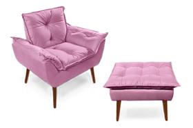 poltronas para amamentação com 1 puff decorativa confortável para sala quarto recepção suede luxo