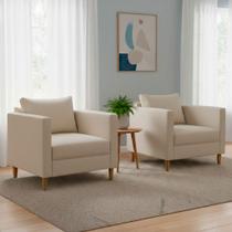Poltronas Para Sala de Estar Kit 2 Cadeira Decorativas Modernas Confortável Linho Grande Poltronas Para Sala de Estar Kit 2 Cadeira Decorativas Modernas Confortável Linho Grande