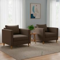 Poltronas Para Sala de Estar Kit 2 Cadeira Decorativas Modernas Confortável Linho Grande Poltronas Para Sala de Estar Kit 2 Cadeira Decorativas Modernas Confortável Linho Grande
