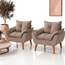 Poltronas Para Sala de Estar Kit 2 Cadeiras Decorativas Modernas Confortável Linho Sala Quarto Recepção Poltronas Para Sala de Estar Kit 2 Cadeiras Decorativas Modernas Confortável Linho Sala Quarto Recepção