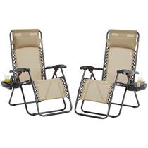 Poltronas reclináveis ao ar livre Yaheetech Zero Gravity Beige, conjunto de 2