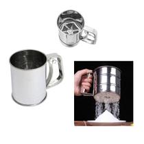 Polvilhador Confeiteiro Peneira Farinha Gatilho Manual Inox