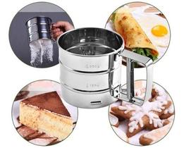 Polvilhador Inox Luxo Peneira Caneca Farinha Gatilho Tapioca - WELLMIX