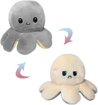 Polvo de Pelúcia Reversível Grande 25cm Emoji Humor Bipolar Presente Criativo TikTok