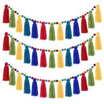Pom Pom Pom Pom Tassel Garland Syhood Rainbow Decoração de sala de aula de 127 cm