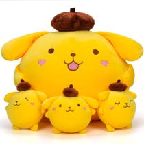 Pom Pom Purin de pelúcia com 3 bebês de 33 cm