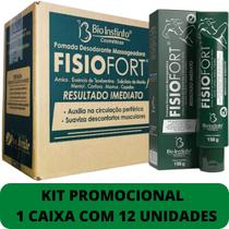 Pomada Desodorante Massageadora Bio Instinto Fisiofort Bisnaga 150g Kit Promocional 12 Unidades