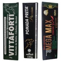 Pomada massageadora preta 150g-3 unidades diversas