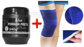 Pomada Preta Pote 250g + Joelheira Ortopedica Azul Elastica