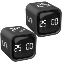 Pomodoro Timer OORAII Rotating 5, 25, 10, 50 minutos preto, pacote com 2 Pomodoro Timer OORAII Rotating 5, 25, 10, 50 minutos preto, pacote com 2