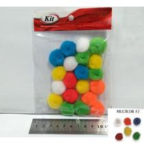 Pompom 25mm multicor/degrade - Pacote com 20 unidades