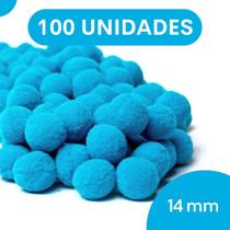 Pompom Azul Turquesa - 14Mm Pacote Com 100 Unidades - Nybc