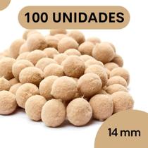 Pompom Bege Areia - 14Mm Pacote Com 100 Unidades - Nybc