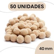 Pompom Bege Areia - 40Mm Pacote Com 50 Unidades - Nybc