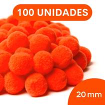 Pompom Laranja Neon - 20Mm Pacote Com 100 Unidades - Nybc