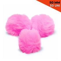Pompom - Pelúcia 50 Mm - 50 Unidades - Rosa Chiclete - Nº: 140- Nybc