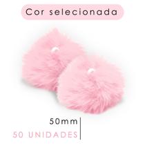 Pompom - Pelúcia Rosa Bebê 50 Mm - C/50 Unidades - Nybc