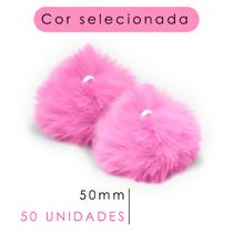 Pompom - Pelúcia Rosa Chiclete 50 Mm - C/50 Unidades - Nybc