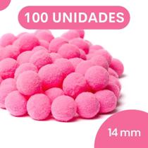 Pompom Rosa Chiclete - 14Mm Pacote Com 100 Unidades - Nybc