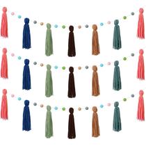 Pompom Tassel Garland Syhood Rainbow 127 cm, 3 unidades