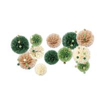 Pompons De Papel Verde 15pcs Kit De Decorações Para Casamento Guirlanda Suspensa Fundo Para Noivado