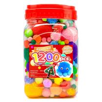 Pompons Decorativos IOOLEEM 1200 unidades Multicolor em Pote Pompons Decorativos IOOLEEM 1200 unidades Multicolor em Pote