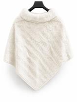 Ponche Luxo Gola Alta Capa Inverno Feminino Cachecol Lã Tricot