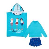 Poncho Atoalhado + Conjunto Menino Proteção Solar Uv Praia