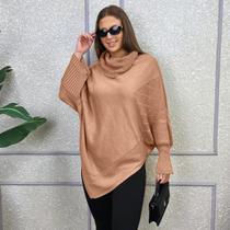 Poncho Bico Feminino Punho Tricô Gola Capa Inverno Casual Lã Poncho Bico Feminino Punho Tricô Gola Capa Inverno Casual Lã