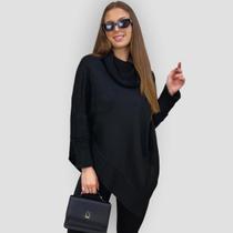 Poncho Bico Feminino Punho Tricô Gola Capa Inverno Casual Lã