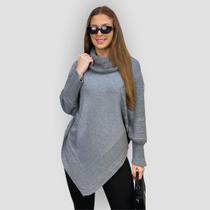 Poncho Bico Tricot Gola Alta Punho Feminino Inverno Casaco Poncho Bico Tricot Gola Alta Punho Feminino Inverno Casaco