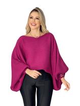 Poncho Blusa Max Manga Morcego Kimono Tricot