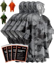 Poncho de chuva de emergência PREPARED4X com forro de manta Mylar, pacote com 4 Poncho de chuva de emergência PREPARED4X com forro de manta Mylar, pacote com 4