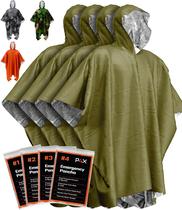 Poncho de Chuva de Emergência PREPARED4X com Forro Mylar - Pacote com 4 Unidades