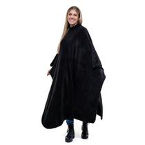 Poncho de Plush Adulto Peludinho Flecee Quentinho Mantinha Frio Inverno