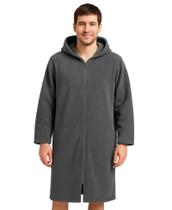 Poncho de toalha Weecreeture, bolso com capuz e zíper, cinza escuro, XL